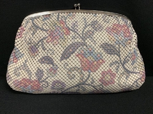 RARE WHITING & DAVIS CLUTCH FLORAL PAINTED WHITE