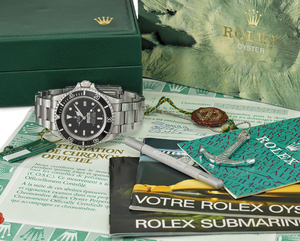 ROLEX. A VERY RARE STAINLESS STEEL AUTOMATIC WRISTWATCH WITH SWEEP CENTRE SECONDS, GAS ESCAPE VALVE, BRACELET, ROLEX OYSTER GUARANTEED 4000FT/1220M UNDER WATER ANCHOR, INTERNATIONAL GUARANTEE AND BOX, MADE FOR COMEX, SIGNED ROLEX, OYSTER PERPETUAL,...