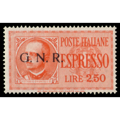 R.S.I. 1943 Tiratura di Brescia Espressi. 2,50 lire arancio con...