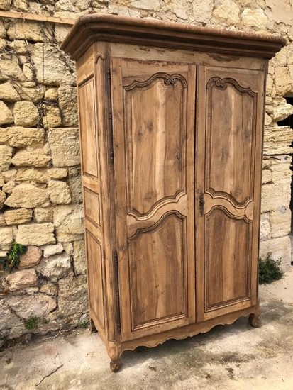 RUSTIC FRENCH LOUIS XV STYLE FRUITWOOD ARMOIRE