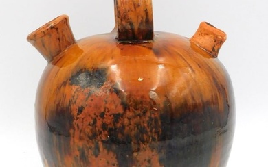 Redware harvest jug. Early 19th century. A glazed
