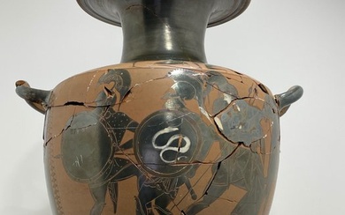 Replica of an Ancient Greek Ceramic Hydria with depiction of a battle between Hoplites - 52 cm
