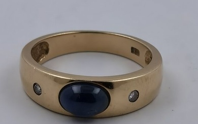 Ring - 14 kt. Yellow gold Sapphire - Diamond