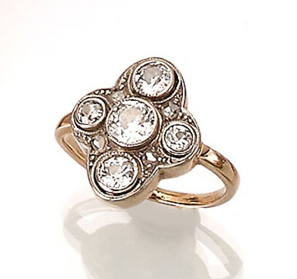 Ring with diamonds, approx. 1895 , YG...