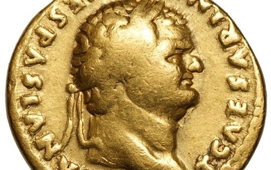 Roman Empire. Titus (AD 79-81). AV Aureus,Titus as Caesar (AD 69-79). Rome, AD 76 - Aeternitas holding heads of the Sun and Moon