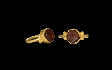 Roman Gold Ring with Hippocampus Gemstone