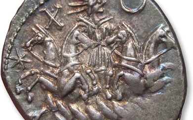 Roman Republic. A. Manlius Q. f. Sergianus. Denarius Rome 118-107 B.C. - beautifully struck for this rare cointype