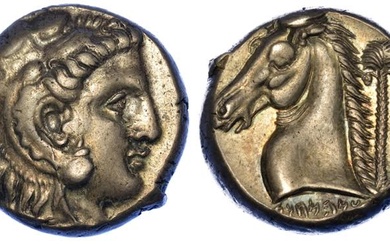 SICILIA - PERIODO SICULO PUNICO. Tetradracma, 300-289 a.C. Testa del...
