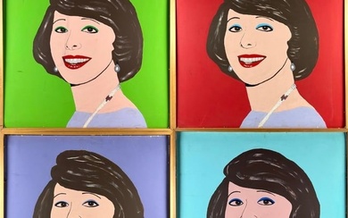 STYLE OF ANDY WARHOL (20th Century,), Four pop art portraits of a woman., Gouaches on foam core, 39"
