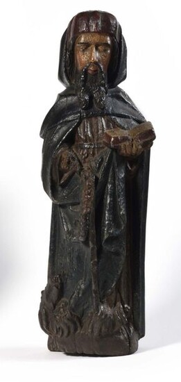 Saint Antoine en bois sculpté en ronde-bosse...