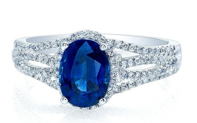 Sapphire And Diamond Ring 14k White Gold