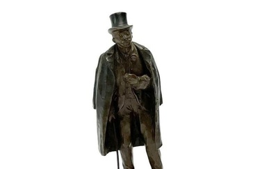 Schmidt-Felling German Patinated Bronze Sculpture Mini Figure Bis früh um fünfe