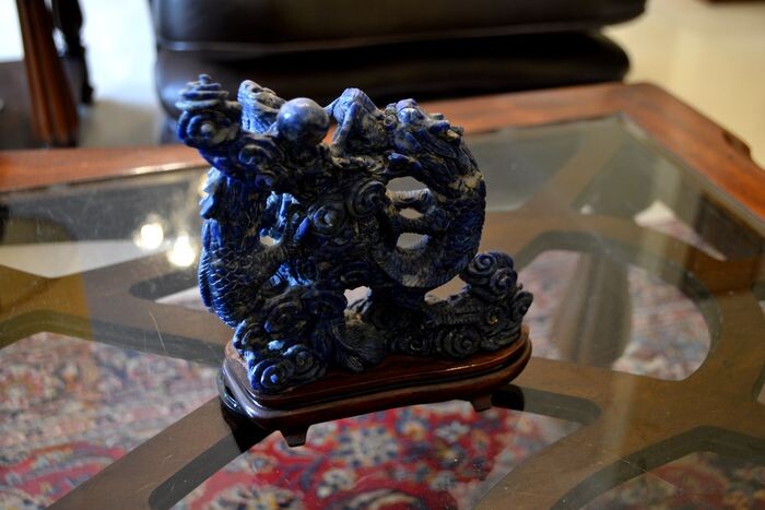 Sculpture - Lapis Lazuli - Dragon - China - Mid 20th century