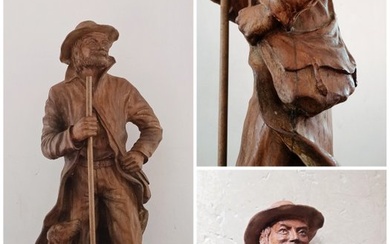 Sculpture, "Uomo di montagna" - 62 cm - Wood pulp