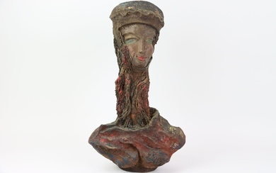 Sculpture en terre cuite, buste de femme,... - Lot 77 - Alexandre Landre Nancy