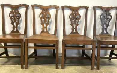 Set4 Antique Carved Wood Chippendale Dining Chairs