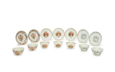 Seven sets of Chinese export tea cups and saucers Qing dynasty, 18th...