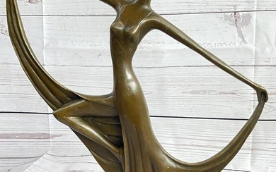 Signed Original Elegant Showgirl Dancer Bronze Sculpture - 13" x 12"