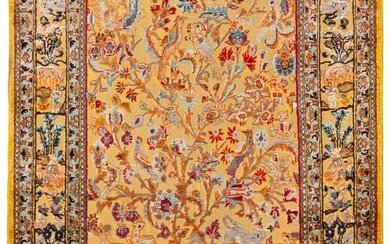 Silk Antique Persian Kashan Souf Rug 5 ft 9 in x 3 ft 8 in (1.75 m x 1.11 m)
