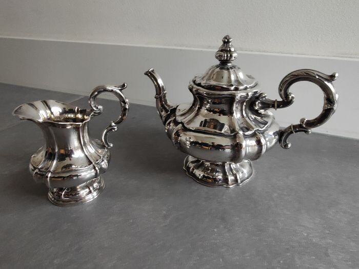 Silver Teapot and milk jug - .813 silver - Germany - Second half 19th century