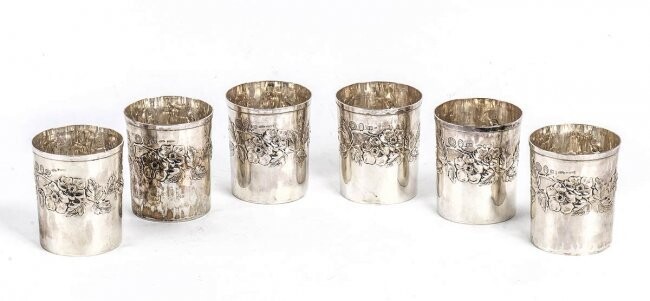 Six Italian sterling silver glasses - Florence, mark