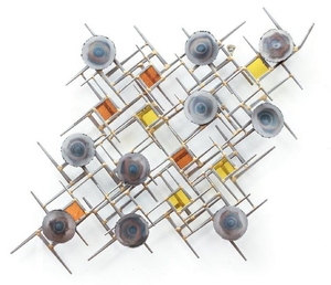 Steel glass and metal wall sculpture