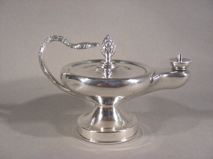 Sterling Silver Aladdin’s Lamp Table Lighter London 1897 - .925 silver - "JI" Joseph Izod - U.K. - Late 19th century