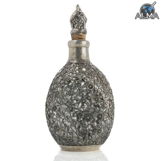 Sterling Silver Decanter Integrated w/ Glass, Chinese Export 'Lifeng & Co'