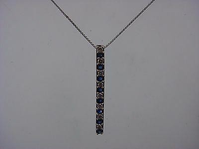 TRENDY 14k White Gold, Diamond & Sapphire Necklace