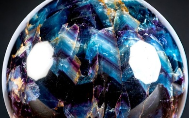 The Black Fluorite Sphere of Transbaikalia. Rare Black and Blue Fluorite Sphere - - Height: 81 mm - Width: 81 mm- 902 g