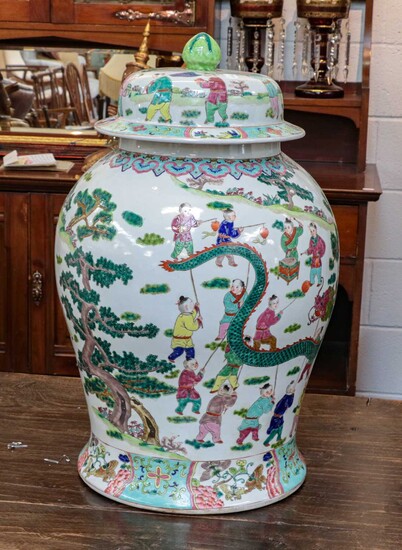 An impressive 20th-century Chinese porcelain baluster floor vase and...