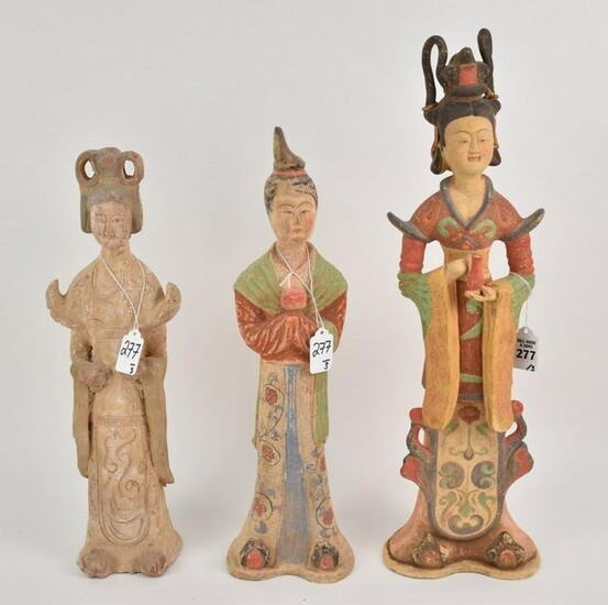 Three Chinese Pottery Statues of Guanyin - Each is made