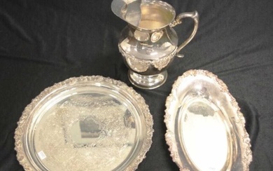 Three silver plate table serving pieces