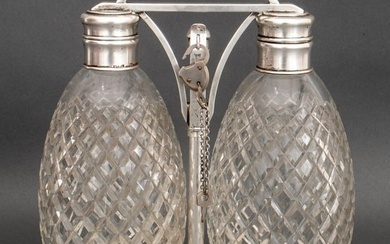 Tiffany & Co. Art Deco Silver & Cut Glass Tantalus