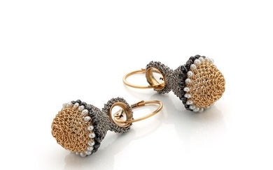 Tove Rygg - 18 kt. Gold-filled, Steel, Yellow gold, Black diamonds - Earrings