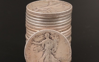 Twenty Walking Liberty Silver Half Dollars, Including 1923-S