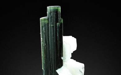 Twinned Green TOURMALINE var. ELBAITE with ALBITE Crystal - 5.7×2.7×1.8 cm - 24 g