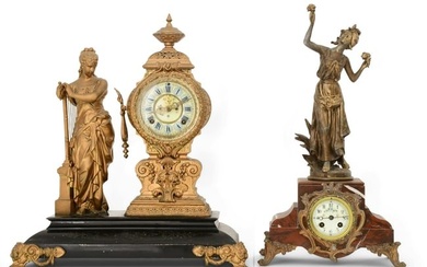 Two Figural Mantel Clocks