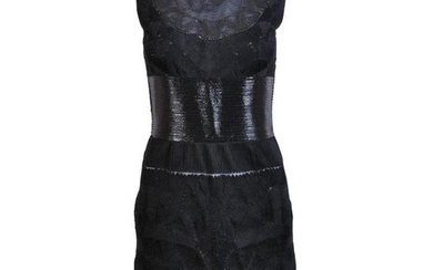 VERSACE Black Tulle Dress w/ Patent Leather