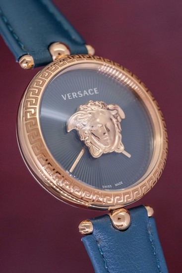 Versace - Palazzo Empire Rose Gold Green leather strapSwiss Made- VECQ00318 - Women - Brand New