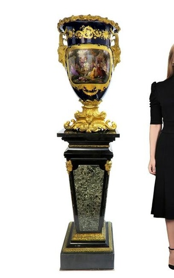 Very Fine Monumental Sevres Vase on Pedestal