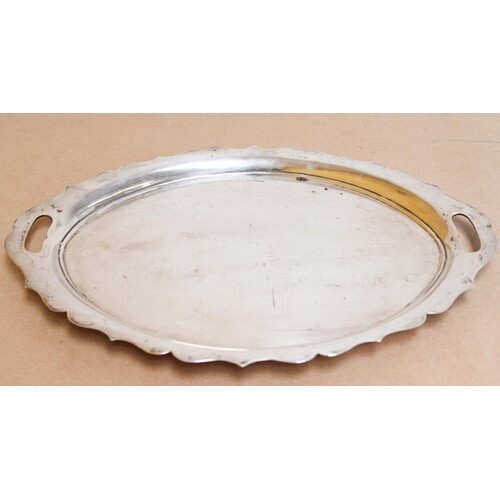 Very Large and Heavy Solid Silver Serving Tray Approximately...