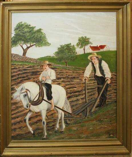 Victor Giroux (20th c ) Plowing the Fields