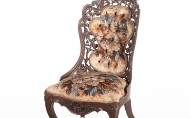 Victorian Rococo Revival Rosewood Parlor Chair, Mid-19th Century