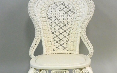 Victorian wicker shell back side chair, circa