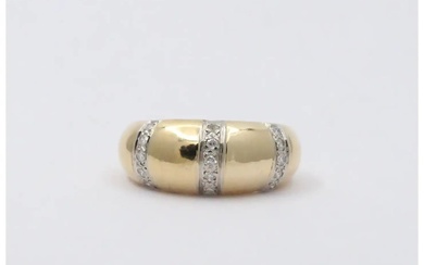 Vintage Convex Diamonds Yellow White Gold Band Ring