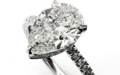 Vintage GIA 2.50ctw PEAR Shaped Diamond Pave Solitaire