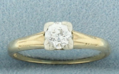 Vintage Old European Cut Diamond Solitaire Engagement Ring in 14k Yellow Gold