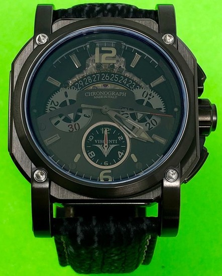 Visconti - Automatic Watch 2-Squared Chrono Dark - SharkSkin Strap - Limited Edition - KW35-05 - Men - NEW