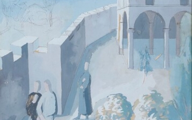 Walkers behind the walls circa 1936-1938 Gouache and pencil on...